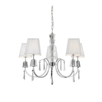 Afbeelding van Searchlight Portico Luster Ø 60 X 96 Cm Chroom En Wit
