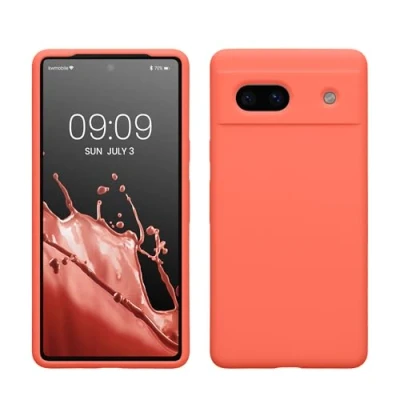 Afbeelding van kwmobile telefoonhoesje geschikt voor Google Pixel 7a Hoesje met siliconen coating Smartphone case in levendig koraal