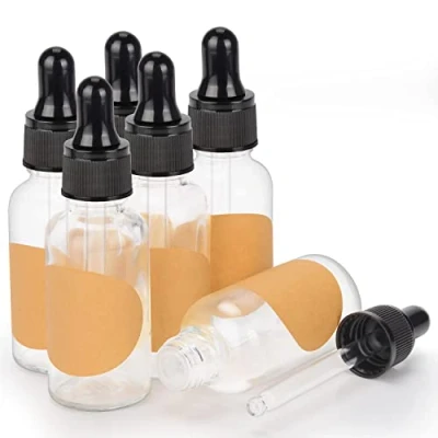 Afbeelding van stonylab 6 stuks glazen druppelflesje, Lege Fles met Druppelaar, Binnenste Plug en Label voor Etherische Oliën Aromatherapie Geuren (30 ml, transparant)