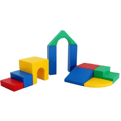 Afbeelding van Multifunctionele foam speelset Creativity multi color blokken Soft Play met glijbaan