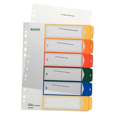 Afbeelding van Leitz Zahlenregister Register DIN A4 1 6 Polypropyleen Meerdere kleuren tabbladen PC beschrijfbaar 12920000
