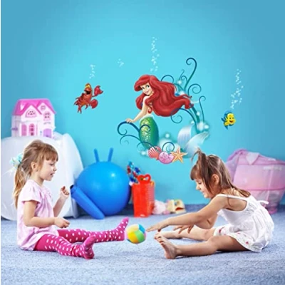 Afbeelding van Disney Arielle muursticker voor kinderkamer, zeemeermin en prinses, 50 x 70 cm