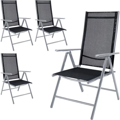 Afbeelding van Casaria 4 Tuinstoelen Inklapbaar Aluminium Verstelbaar Zilver