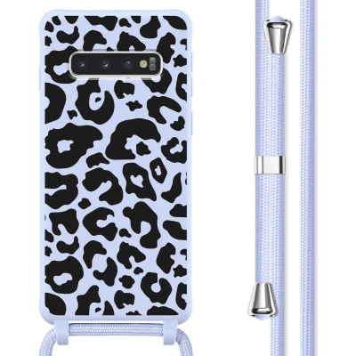 Afbeelding van imoshion hoesje Geschikt voor Samsung Galaxy S10 met koord Siliconen design Meerkleurig / Animal Lila