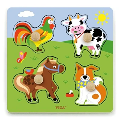 Afbeelding van Viga Toys Koppuzzel Boerderijdieren Junior 22,5 X Cm Hout