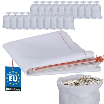 Afbeelding van KOTARBAU® 20 stuks PP stoffen zakken, 55 x 80 cm, 30 kg, wit