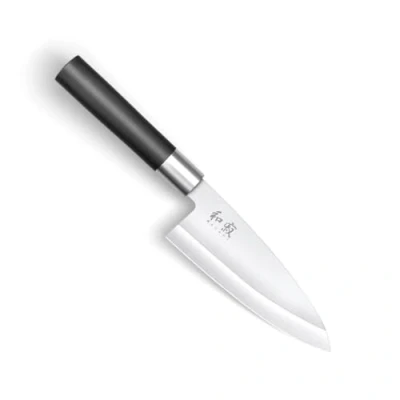 Afbeelding van KAI Wasabi Black Deba lemmetlengte 10,5 cm gepolijst roestvrij staal 6A/1K6 58 (±1) HRC handvat van zwart polypropyleen Japanse hakmolen gemaakt in Japan
