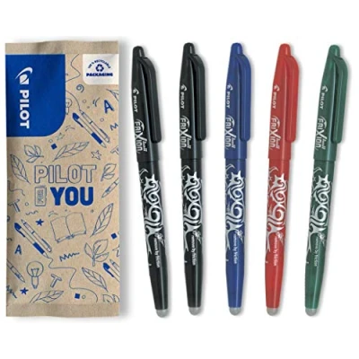 Afbeelding van PILOT PAK VAN 5 FRIXION BALL 0,7 UITWISBARE PEN MEDIUM KLEURASSORTIMENT 2 ZWART, 1 BLAUW, ROOD, 1GROEN