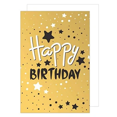 Afbeelding van Edition Seidel Hoogwaardige verjaardagskaart met gouden reliëf en envelop, wenskaart verjaardag Happy Birthday man vrouw opschrift (G2321 SW022)