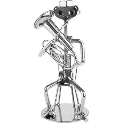 Afbeelding van BRUBAKER Schroevenbeeldje Muzikant op Tuba Handgemaakte Ijzeren Figuur Metal Man Tubaspeler Metalen Blaasmuzikant Decoratie Cadeau voor Tubisten