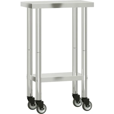 Afbeelding van vidaXL Keukenwerktafel met wielen 55x30x85 cm roestvrij staal