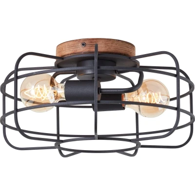 Afbeelding van Brilliant Gwen Plafondlamp E27 max 2x60W Hout/Zwart