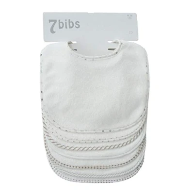 Afbeelding van Set van 7 dubbellaagse slabbetjes zachte, katoenen watten (wit)