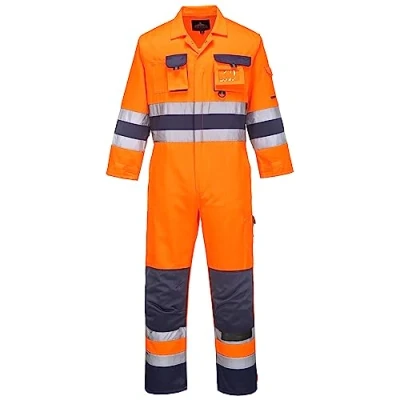 Afbeelding van Portwest TX55 Heren Nantes Werkoverall met hoge zichtbaarheid reflecterend veiligheidspak klasse 3 oranje/marineblauw, L