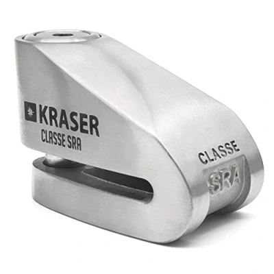 Afbeelding van KRASER KR114S SRA goedgekeurde motorschijfblokkering, diefstalbeveiliging, scootervergrendeling, vergrendelingsas 14 mm, schijfslot, 3 sleutels, herinneringskabel