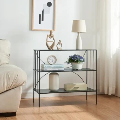 Afbeelding van Console tafel Baarn metaal 65,5x70x32 cm zwart [en.casa]