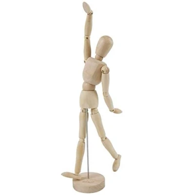 Afbeelding van KAIAIWLUO Art 20 cm mannequin, 8 inch houten menselijk lichaam tekening mannequin met standaard kunst figuur gewrichten kunstenaar model voor desktop decoratie decoratief werk