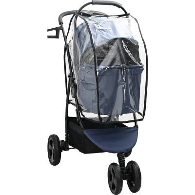 Afbeelding van vidaXL Trottinette bleue pour animal de compagnie avec 3 roues en tissu Oxford, anti vibration, design pliable. Dimensions : 78 x 54 101 cm. Transport portable freins sensibles, idéal les