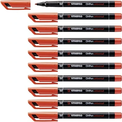 Afbeelding van Stabilo Viltstift OHpen permanent 843/40 rond 1mm rood 1 stuk 10 stuks