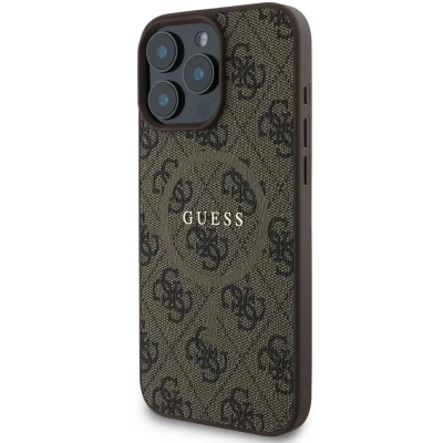 Afbeelding van Guess GUHMP16LG4GFRW iPhone 16 Pro 6,3&quot; bruin/bruin hardcase 4G Ring Classic Logo MagSafe