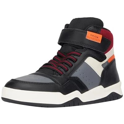 Afbeelding van Geox Perth BOY Sneakers hoog voor kinderen, Maat: 29, Black/orange Imitatieleer/ textiel