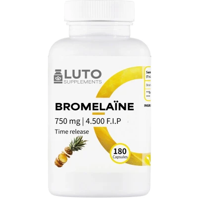 Afbeelding van Bromelaïne Intenso 750 mg (2000 F.I.P) 120 maagsapresistente capsules (DRcaps®) Natuurlijk spijsverteringsenzym uit ananas extract laboratorium getest veganistisch hoge dosering Vit4ever