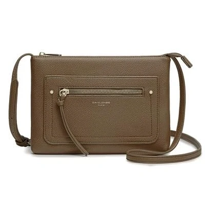 Afbeelding van David Jones Schoudertas voor dames platte tas kleine handtas gedragen schouder kunstleer de stad, klassiek, elegant, met 2 zakken, avond, telefoon, winkelen, reizen, bruin