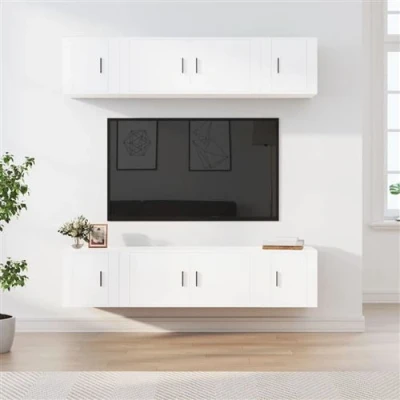 Afbeelding van vidaXL 6 delige Tv meubelset bewerkt hout wit