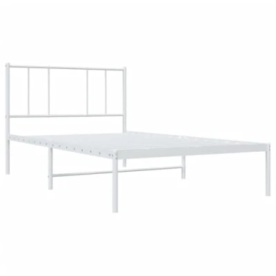 Afbeelding van Bedframe met hoofdbord metaal wit 90x200 cm