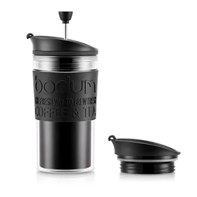 Afbeelding van Bodum 11102 01S thermosbeker met klapdeksel, zwart, transparant, 0,35 l, kunststof, 8,9 cm