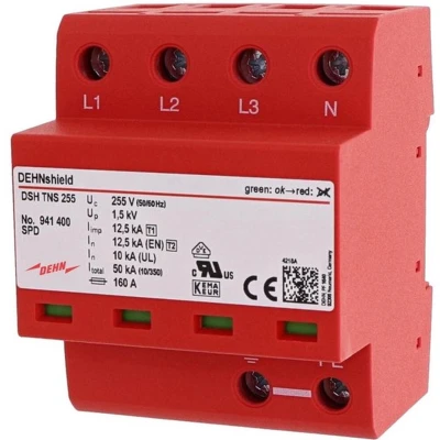 Afbeelding van DEHN 941400 DSH TNS 255 Overspanningsveilige afleider Overspanningsbeveiliging voor: Verdeelkast 50 kA 1 stuk(s)