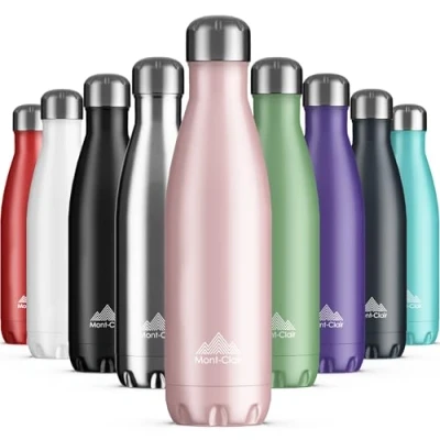 Afbeelding van Mont Clair Roestvrijstalen waterfles, vacuüm isolatie + BPA vrij, fles voor warme en koude dranken 12 uur 24 uur, lekvrije metalen 500 ml, ideaal
