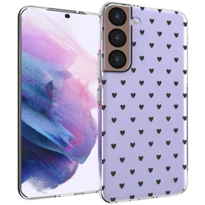 Afbeelding van iMoshion hoesje Geschikt voor Samsung Galaxy S22 Siliconen Design Zwart / Hearts All Over Black