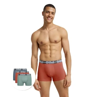 Afbeelding van DIM Style Powerful Cotton Stretch X3 boxershorts voor heren (3 stuks), grijs/groen/oranje