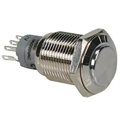 Image de Bouton poussoir Velleman plat acier inoxydable spst 1NO 1NF