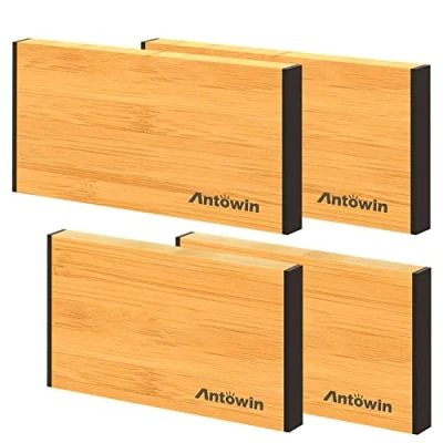 Afbeelding van ANTOWIN Set van 4 verstelbare ladeverdelers bamboe