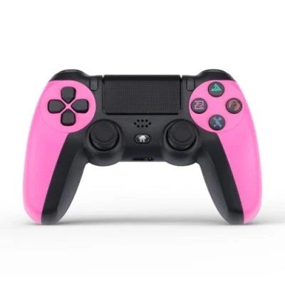 Afbeelding van NK Manette sans fil pour PS4/PS3/PC/mobile avec Dualshock, fonction détection 6 axes, lumière LED, panneau tactile, entrée écouteurs, câble de charge inclus Rose