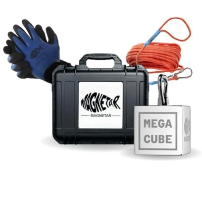 Afbeelding van Magnetar MEGACUBE Magnetische visset Blok van 2700 kg vismagneet magnetisch vispakket met touw en handschoenen 360 voor vissen