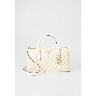 Afbeelding van Guess Simona Small Satchel Handtas, Dames, Maat: One Size, Natural/white