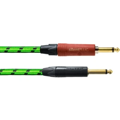 Afbeelding van Cordial Blacklight Edition 3 PP G Silent Instrument Cable 3m (Black/UV Green) Instrumentenkabel