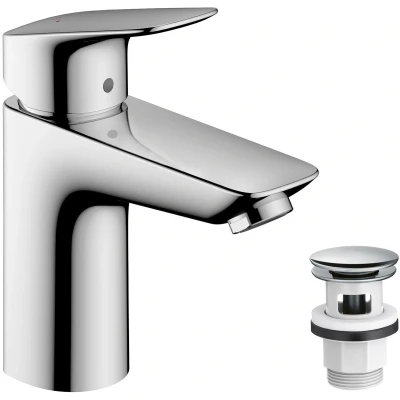 Afbeelding van Hansgrohe Logis 1 greeps wastafelmengkraan 100 met Push Open afvoer