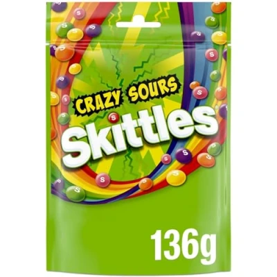 Afbeelding van Skittles Crazy Sour snoep verpakking van 2 zakjes 174 g
