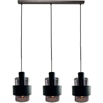 Afbeelding van Hanglamp Chiasso Zwart &amp; Smoke Glas 3 Lichts L 1 mtr