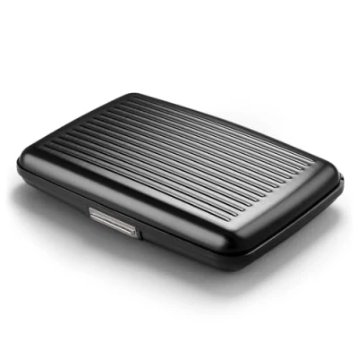 Afbeelding van Porte cartes en aluminium avec fermoir métal, protection RFID contre la fraude et démagnétisation, portefeuille compact, modèle Smart Case STOCKHOLM