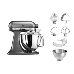 Image de KitchenAid Artisan Robot Pâtissier À Tête Inclinable 4,8l Avec Accessoires Supplémentaires 5ksm175ps Medallion Silver
