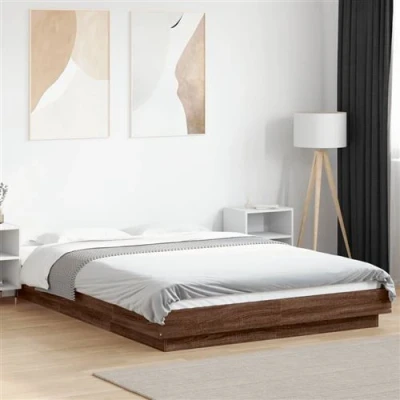 Afbeelding van Bedframe bewerkt hout bruin eikenkleur 120x190 cm