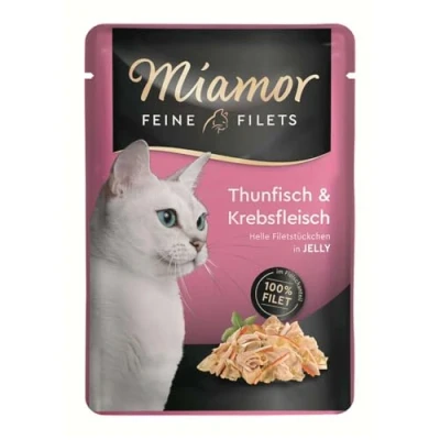Afbeelding van 24x100g Fijne Filets Tonijn &amp; Krab Miamor Kattenvoer