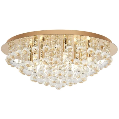 Afbeelding van Lindby plafondlamp 8lichts Staal, kristal H: 25 cm G9 goud