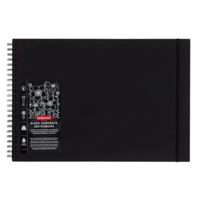 Afbeelding van Derwent Black Book Schetsboek, A3, landschap, 40 pagina&#039;s zwart papier, zuurvrij, harde achterkant, spiraalbinding, professionele kwaliteit, 2300381