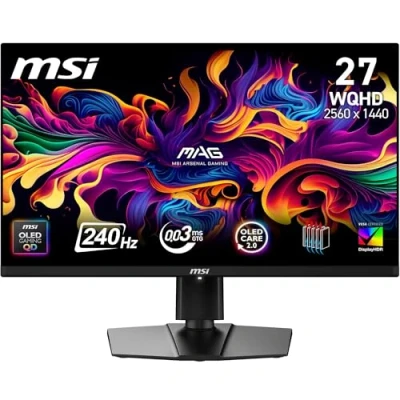 Afbeelding van MSI MAG 271QP QD OLED X24 26.5inch Flat QHD 240Hz 2xHDMI DP Hedphone OutTilt/Height/Pivot/Swivel Black